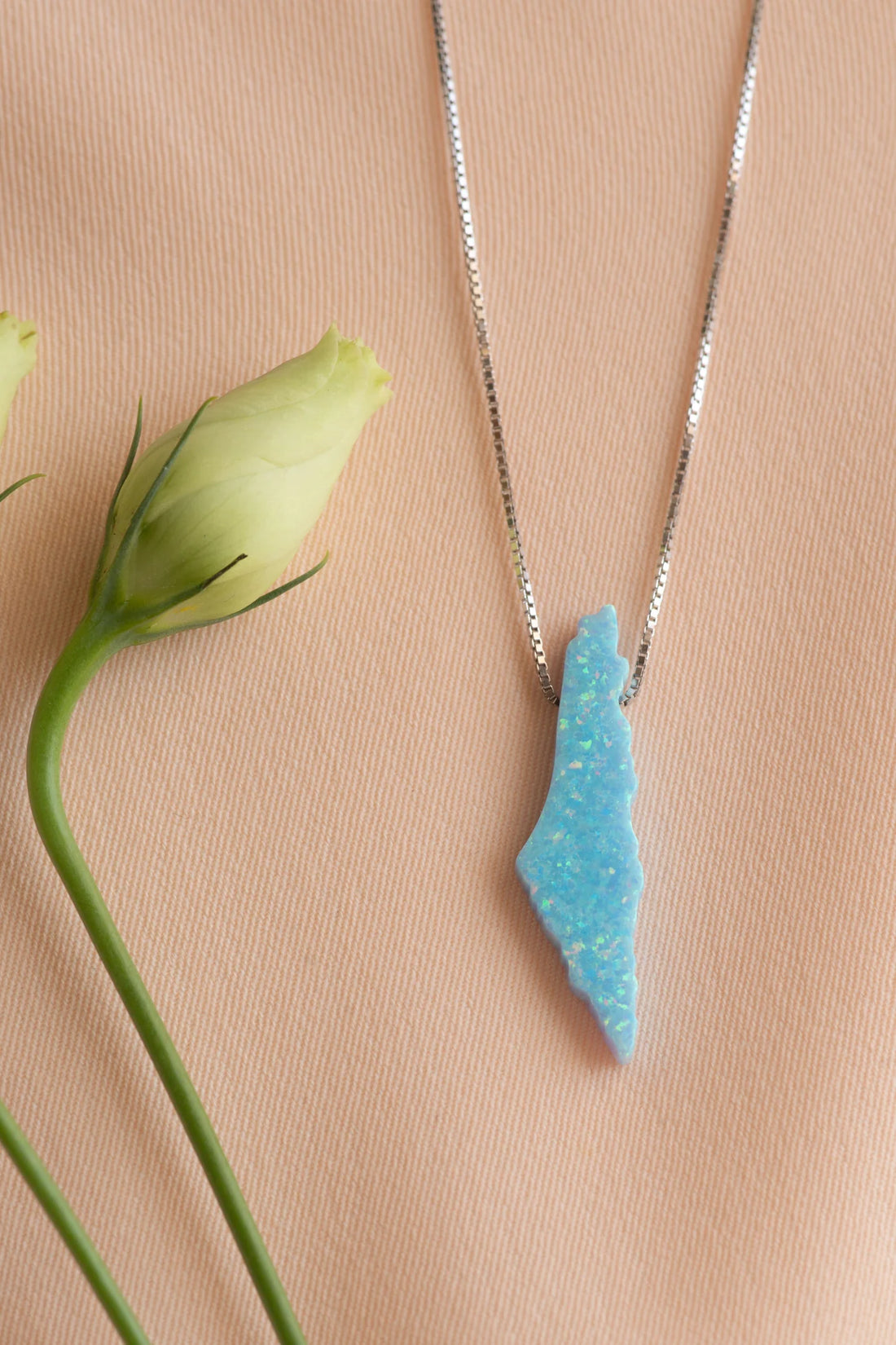 TCB Necklace: Opal Palestine map(Small)-BLUE