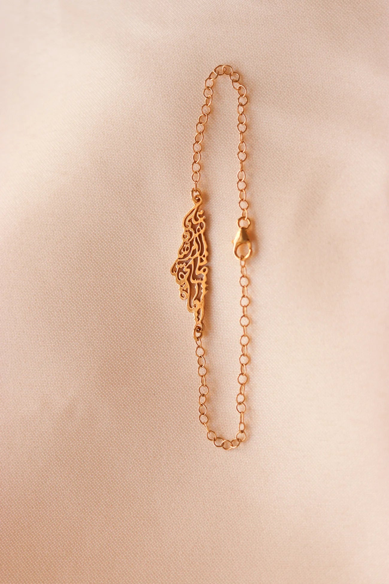TCB Bracelet: Palestine map with famous poem-Gold