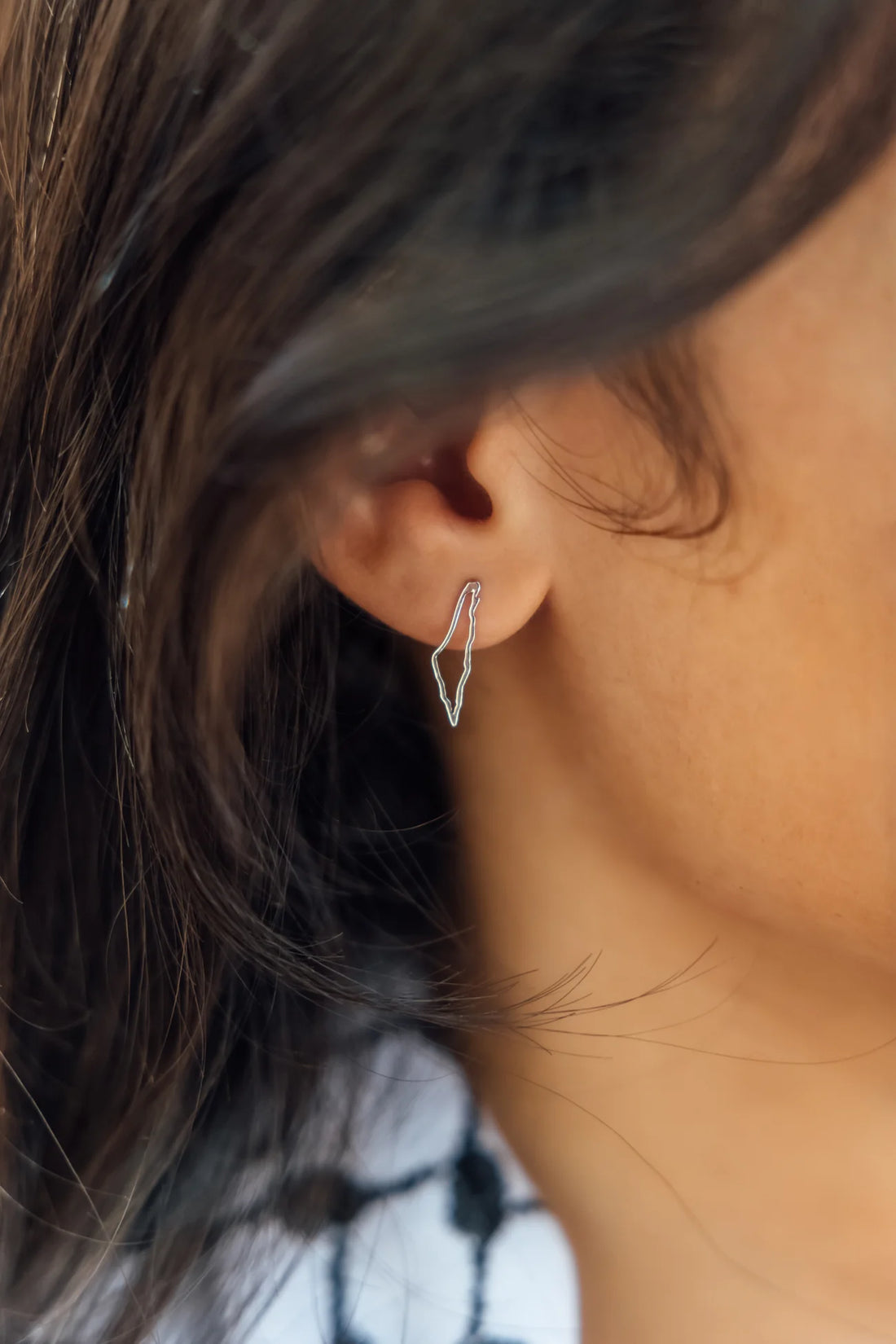 TCB Earrings: Palestine map frame-Silver