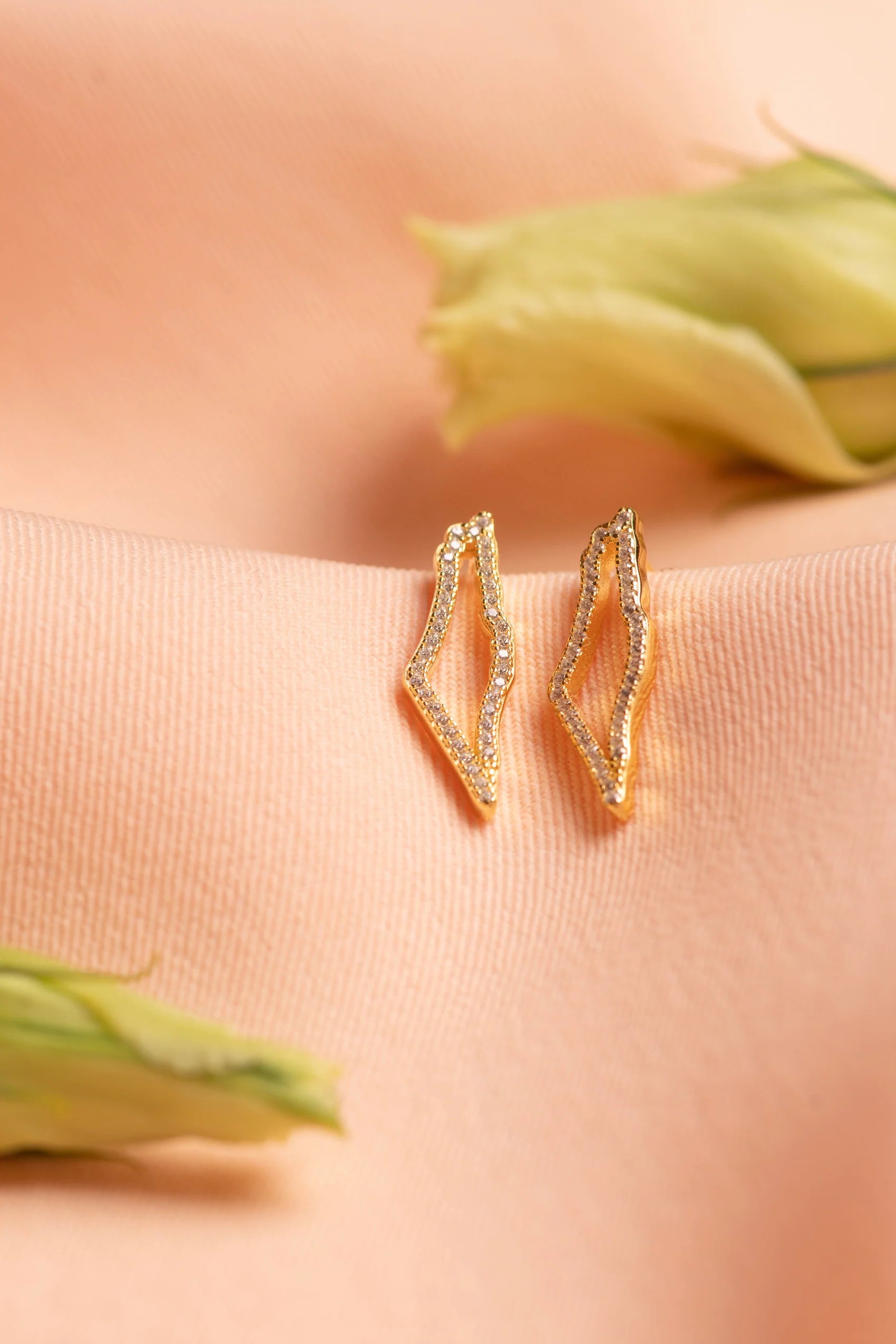 TCB earrings: Palestine flag themed map frame with cubic zirconia stones-Gold